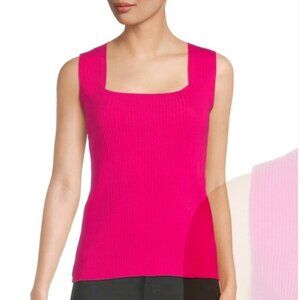Patrizia Luca Ribbed Knit Square Neck Tank Top XL